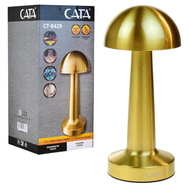 Cata Mantar Lamba Ct-8429 Lizbon 3 Renk Şarjlı Masa Lambası