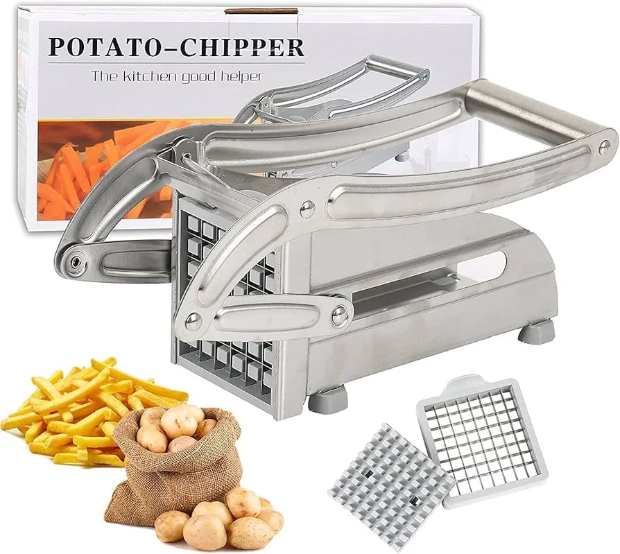 Çelik Patates Dilimleyici - Çok Fonksiyonlu Patates Dilimleyici, Sebze Doğrayıcı & Rendeli Ayarlanabilir Bıçak İle Düzgün Dilimler