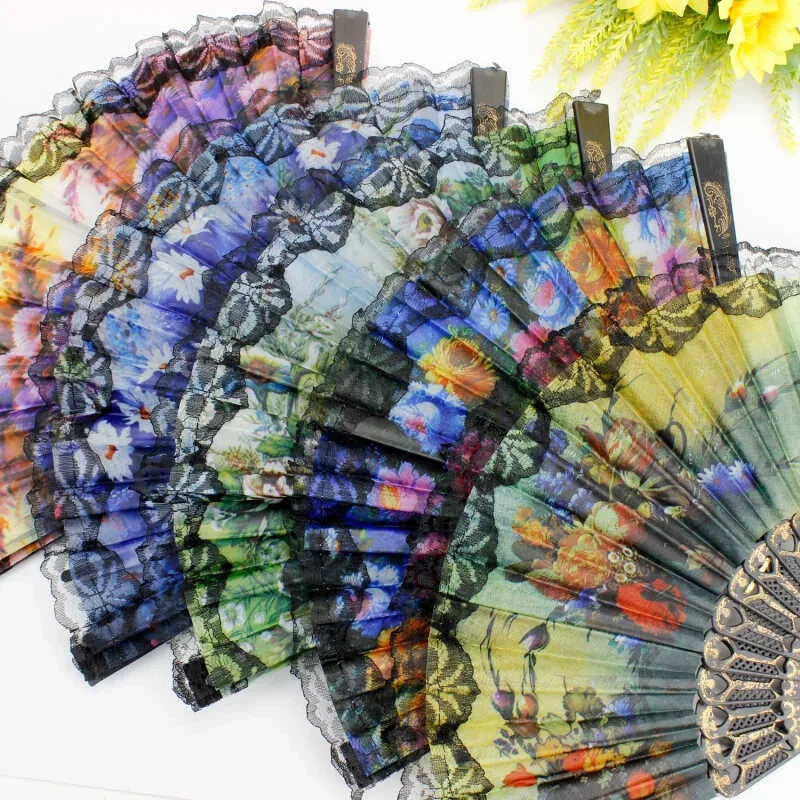 Çiçek Desenli Şık Serinletici Yelpaze 12'li Paket