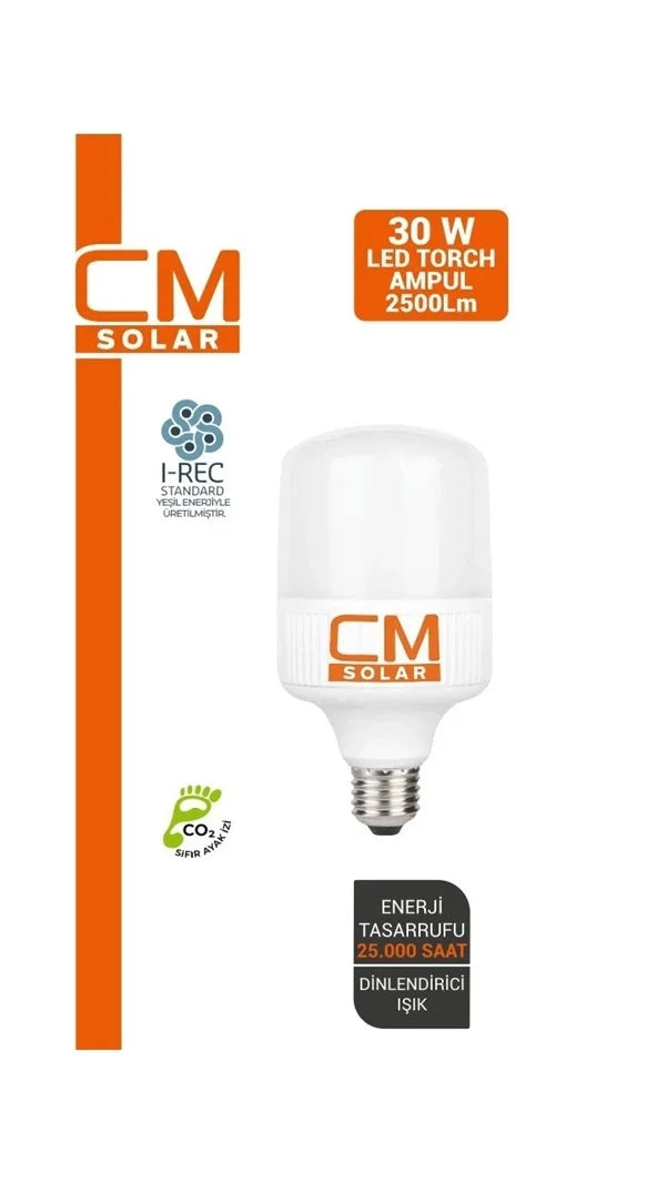 Cmsolar 30 W Led Torch Ampul E27 Duy 6500k Beyaz Işık