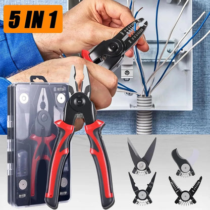 Çok Yönlü 5 İn 1 Pense Seti, Değiştirilebilir Çelik Kafa Pense Kiti Ağır Hizmet Tipi Çok Amaçlı Alet Kiti Metal Sac Tel Kesme Sıyırma Sıkma