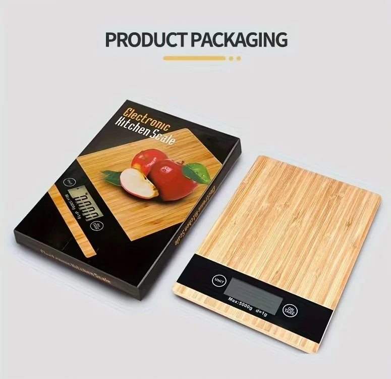 Crown Dijital Hassas Mutfak Tartısı - Terazisi-hassas Ölçüm 5kg Bambu Görünümlü