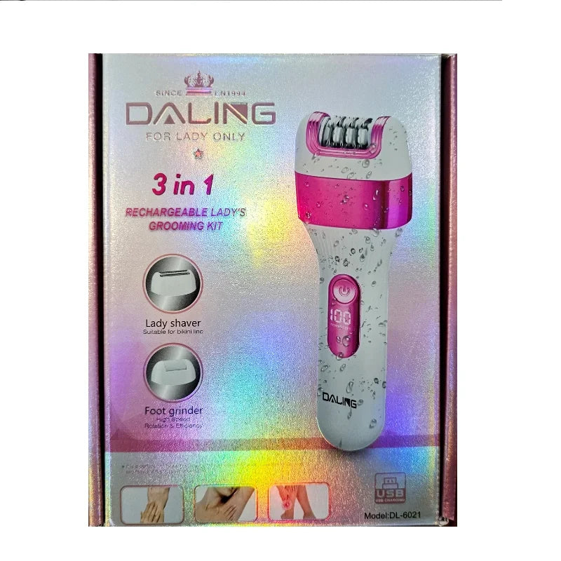 Daling 3'ü 1 Arada Şarj Edilebilir Kadın Bakım Seti Epilatör Tıraş Makinesi Nasır Sökücü Dijital