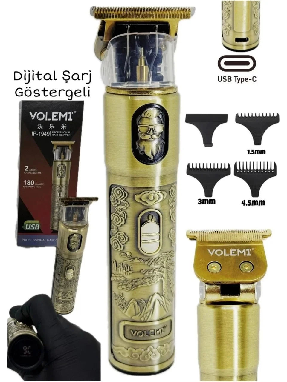 Dijital Göstergeli Saç Sakal Tıraş Makinesi - Sıfıra Yakın - Ip-1949