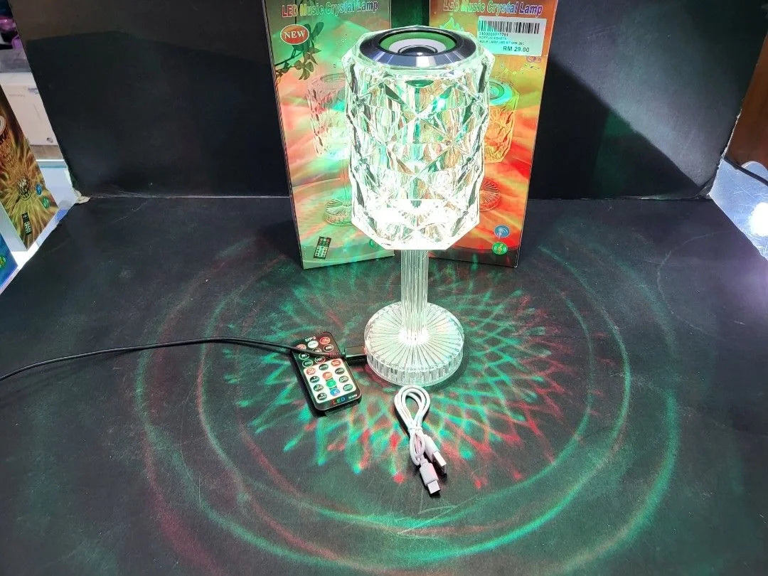 Kristal Masa Lamba Rgb Bluetooth Hoparlörlü Gece Lambası Hx-222