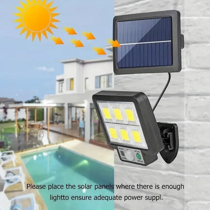 Egonex 120 Cob Led Solar Panel Güneş Enerjili 3 Mod Duvar Lambası