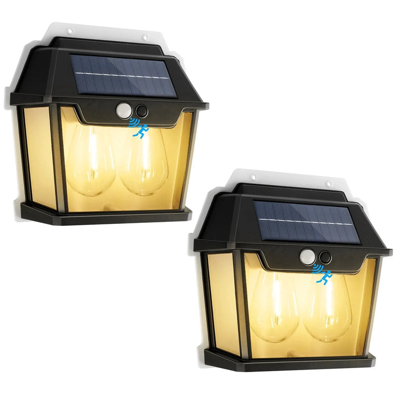 Egonex 2 Ampullü Hareket Sensörlü Solar Güneş Enerjili Ampul Led Duvar Lambası