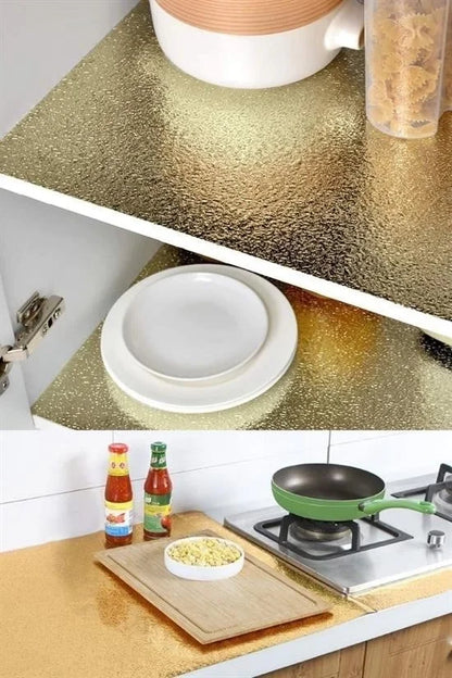Egonex 2 Metre Kendinden Yapışkanlı Silinebilir Mutfak Tezgah Üstü Sticker Folyo Gold Renk