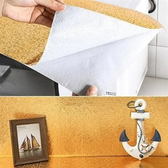 Egonex 2 Metre Kendinden Yapışkanlı Silinebilir Mutfak Tezgah Üstü Sticker Folyo Gold Renk