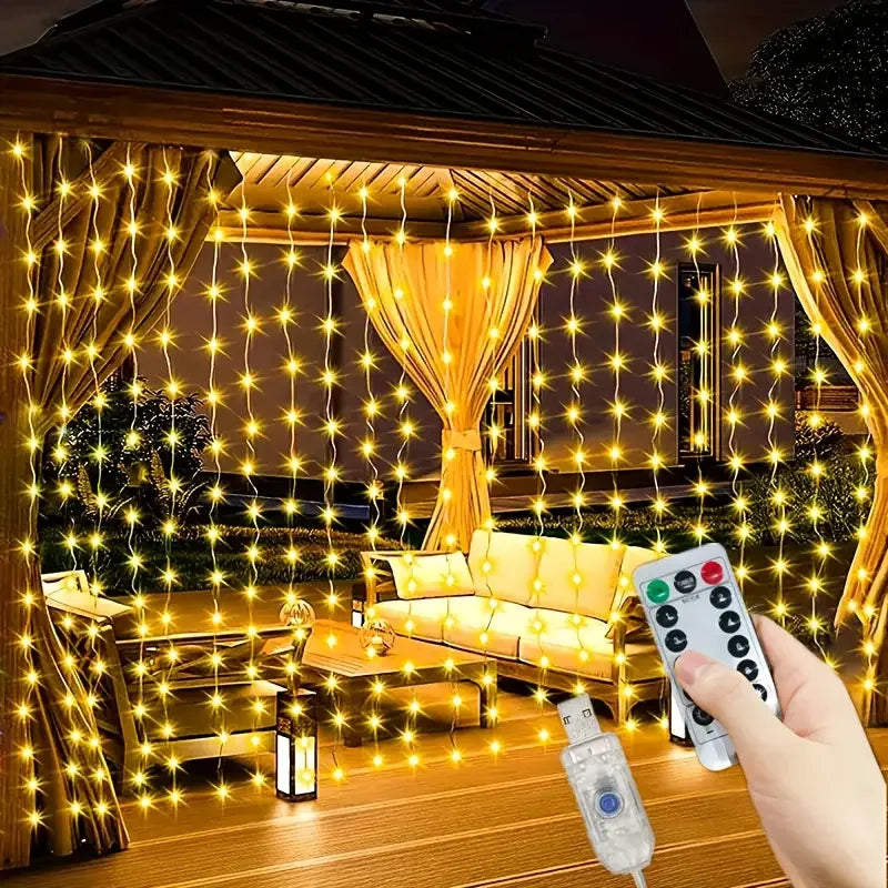 Egonex 300 Ledli 10 Sarkıt Perde Led Işık-8 Fonksiyon, Uzaktan Kumandalı, 3x3 Metre