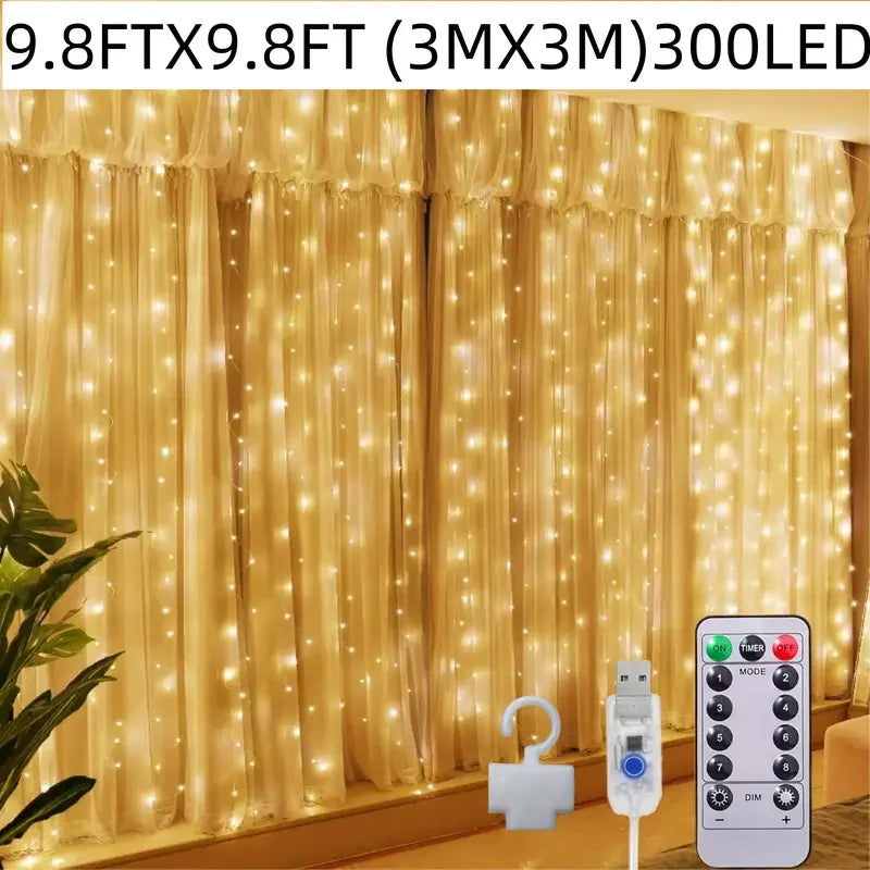 Egonex 300 Ledli 10 Sarkıt Perde Led Işık-8 Fonksiyon, Uzaktan Kumandalı, 3x3 Metre