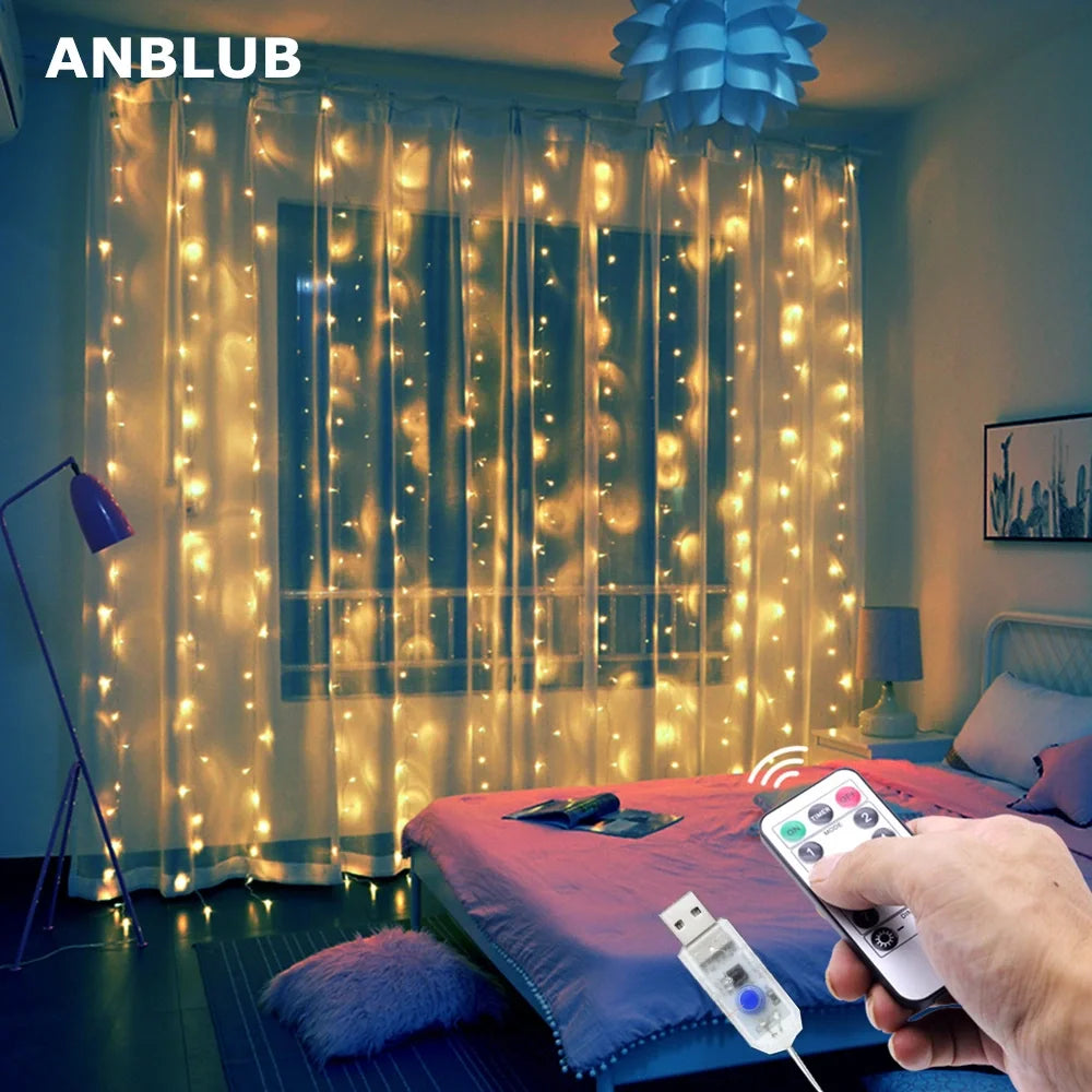 Egonex 300 Ledli 10 Sarkıt Perde Led Işık-8 Fonksiyon, Uzaktan Kumandalı, 3x3 Metre