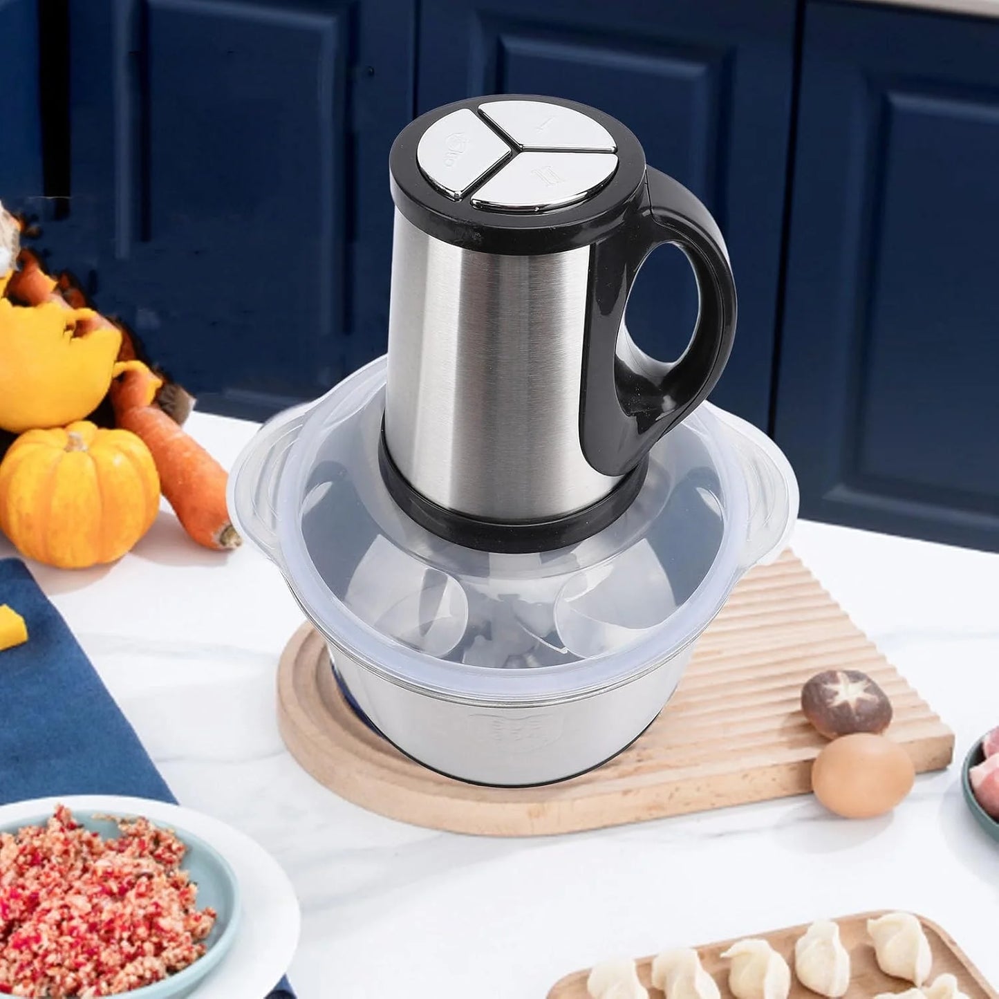 Elektrikli Paslanmaz Çelik Kollu 3.5 Litre Et Kıyma Makinesi Sebze Meyve Doğrayıcı Rondo Blender