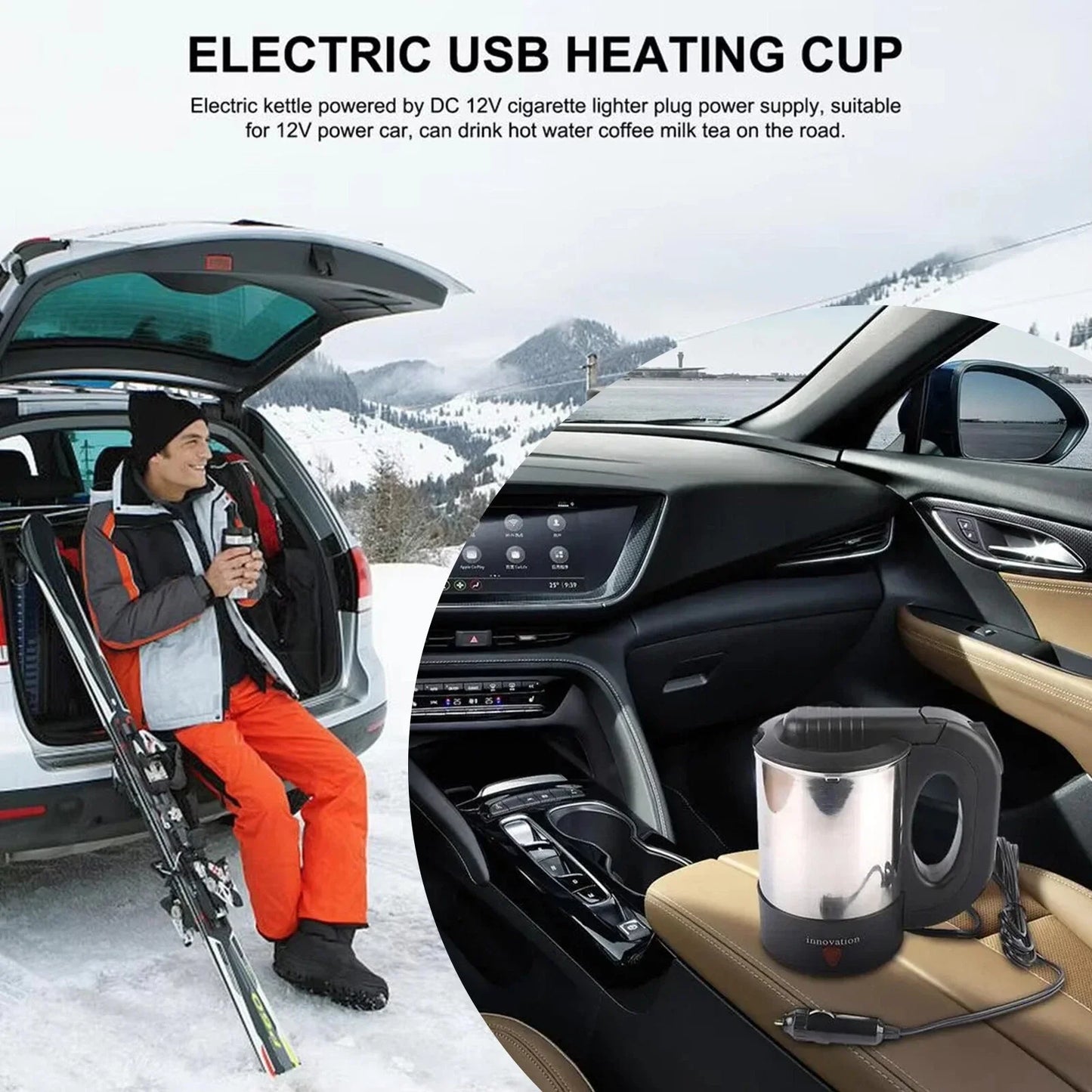 Emka Araç İçi Elektrikli Su Isıtıcı - Taşınabilir 800 Ml Su Isıtıcı 24v