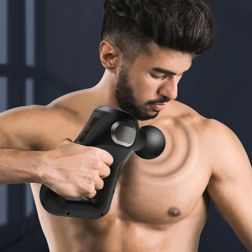 Fascial Gun Kh-750 Gri Lcd Sporcu Egzersiz Masaj Aleti 8 Başlıklı