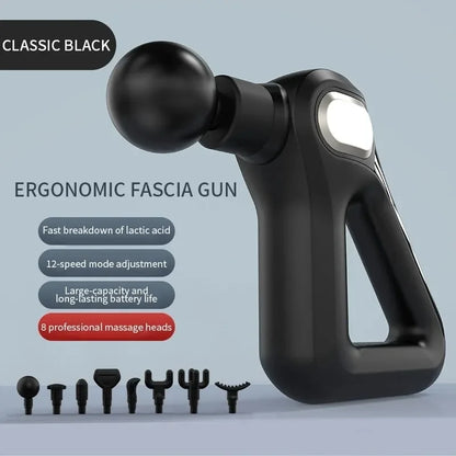 Fascial Gun Kh-750 Gri Lcd Sporcu Egzersiz Masaj Aleti 8 Başlıklı