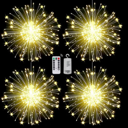 Fişli Asılı Havai Fişek Işıkları 120 Led Ampul Bakır Tel Şerit Işık