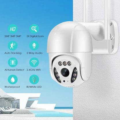 Full Hd 1080p Ip66 Wifi Akıllı Haraket Sensörlü Takip 4x Zoom Su Geçirmez Ip Kamera