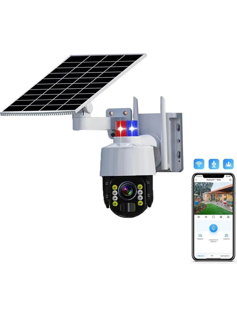 Güneş Panelli Sim Kart Ile Çalışan 4g+ Wi-fi 5mp Outdoor Dış Mekan Güvenlik Kamerası - Beyaz