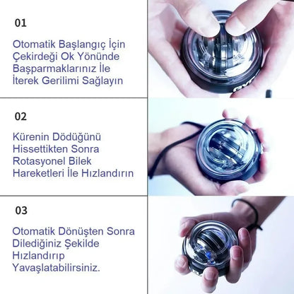 Gyro Ball El Bilek Egzersiztopu Otomatik Jiroskop Kol Kuvvet Spor Ekipmanı