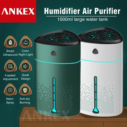 Hava Nemlendirici Işıklı Buhar Makinesi Ve Aroma Difüzörü 1000 Ml Ultrasonik