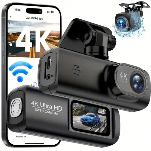 Hd Araç Kamerası Çift Yönlü Dash Cam 4k Uhd Ön Ve 1080p Fhd Arka Kameralı Wifi