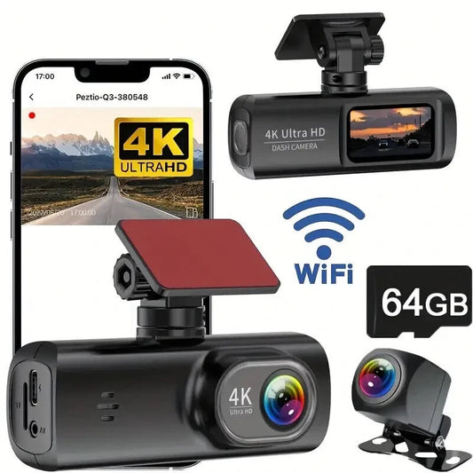 Hd Araç Kamerası Çift Yönlü Dash Cam 4k Uhd Ön Ve 1080p Fhd Arka Kameralı Wifi
