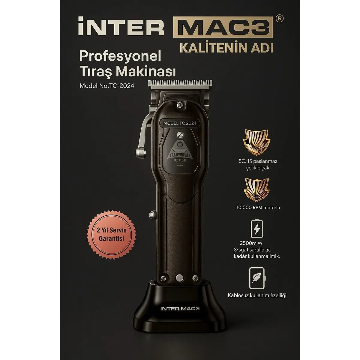 İnter Mac3 İntermac Tc-2024 Profesyonel Çelik Bıçak Ve Gövdeli Tıraş Makinesi