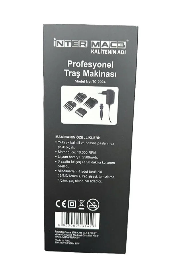 İnter Mac3 İntermac Tc-2024 Profesyonel Çelik Bıçak Ve Gövdeli Tıraş Makinesi