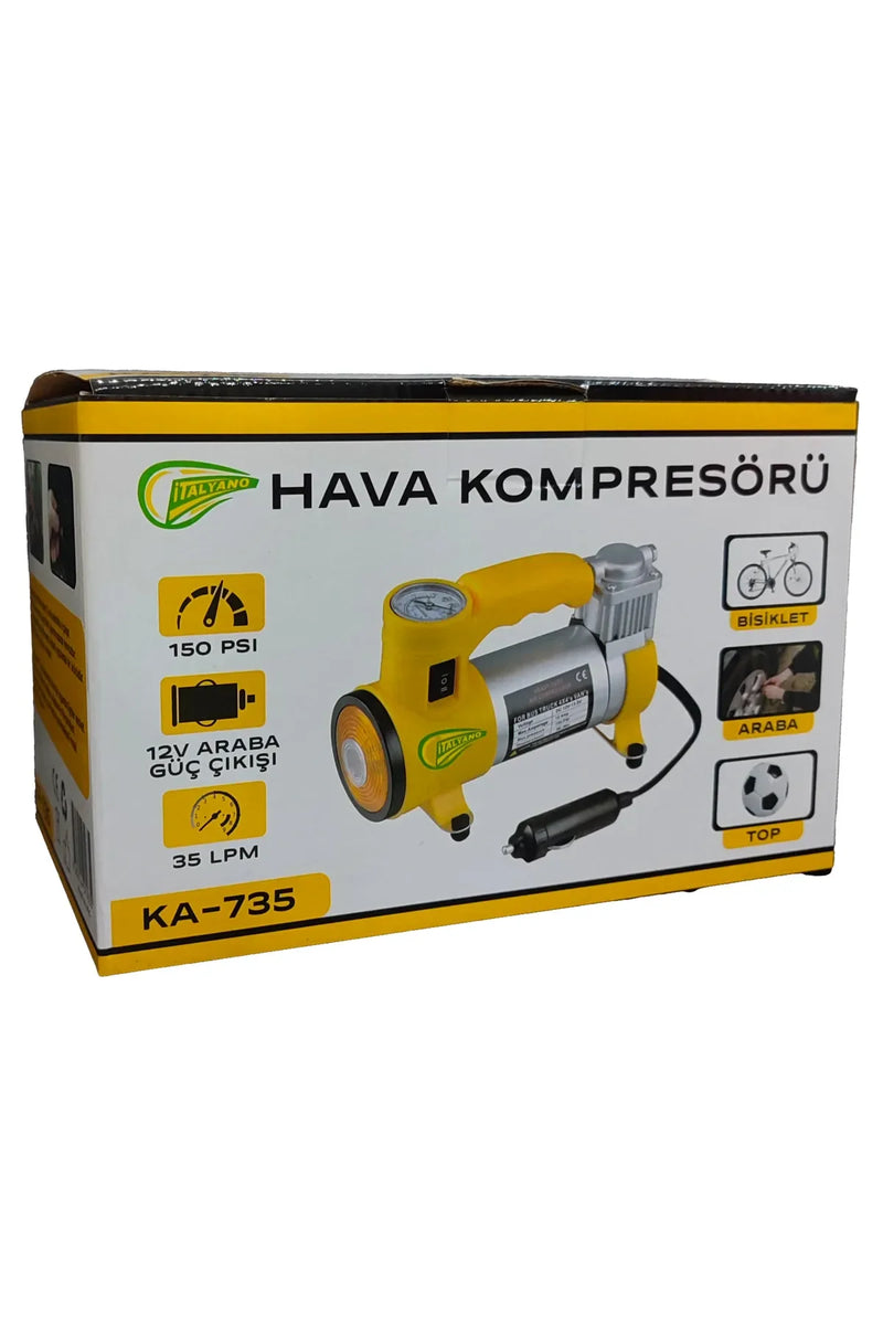 Italyano Elektrikli Araba Lastik Şişirme / 150 Psı - 12v / Taşınabilir Metal Hava Kompresörü