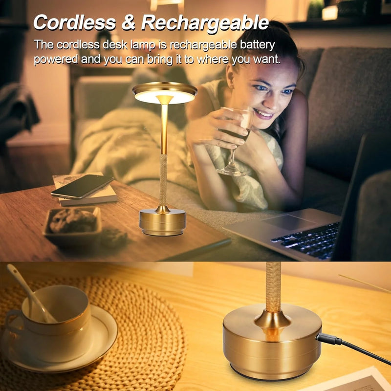 Kablosuz Led Masa Lambası 4000mah Pilli Dokunmatik Kontrollü Led Masa Lambası Komodin Lambası 3 Farklı Işık Rengi Kademesiz Kısılabilir Şarj Edilebilir Bar Restoran Kafe Yatak Odası İçin