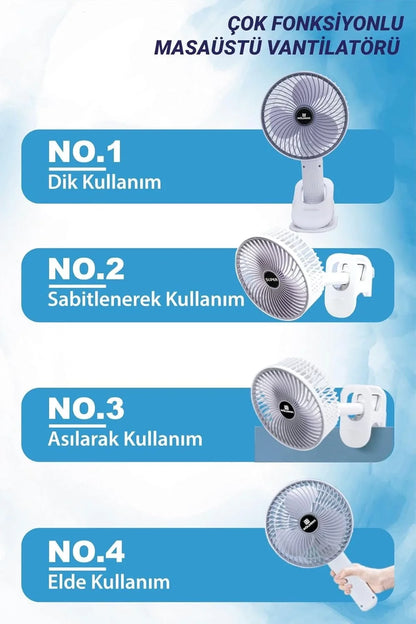 Klipsli Vantilatör & Taşınabilir Fan Şarjlı Fan Bs-5003