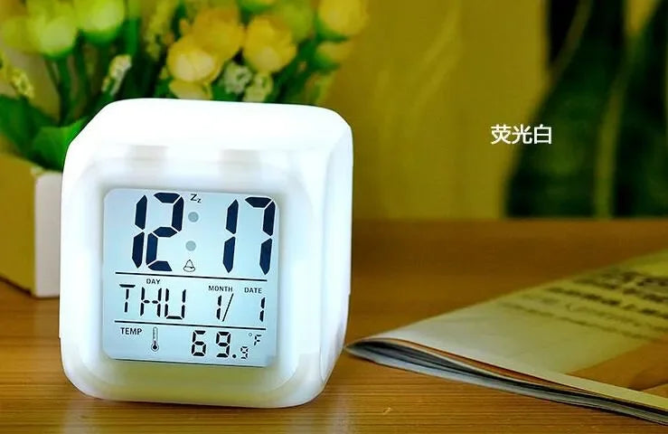 Led Dijital Renkli Masa Saati Alarm Termometre Tarih Masaüstü Saat