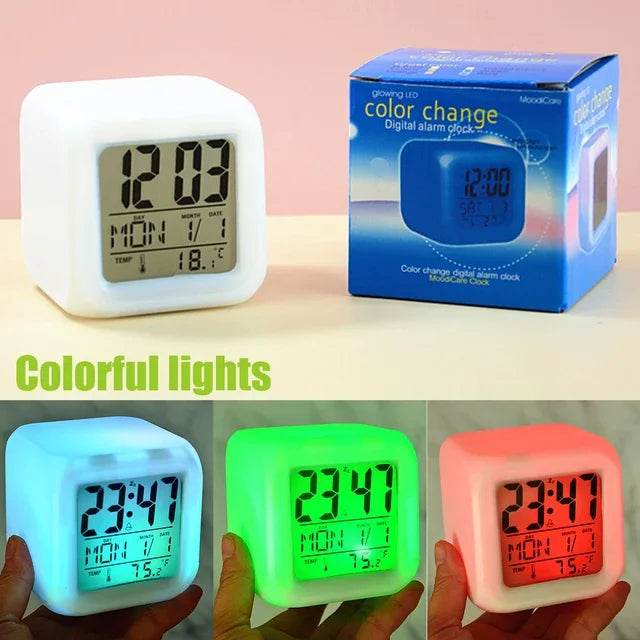 Led Dijital Renkli Masa Saati Alarm Termometre Tarih Masaüstü Saat
