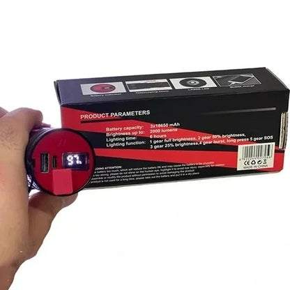 Led El Feneri 2000 Lümen Usb Şarj Edilebilir Flash Işığı Yüksek Güçlü El Feneri Taktiksel Uzun Menzil El Lambası Xa-b707