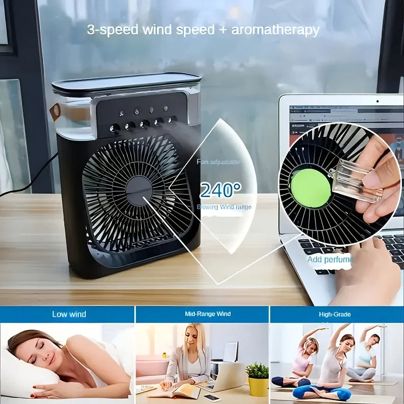 Masaüstü Mini Su Ve Buz Hazneli Buhar Püskürtmeli 3in1 Vantilatör Fan