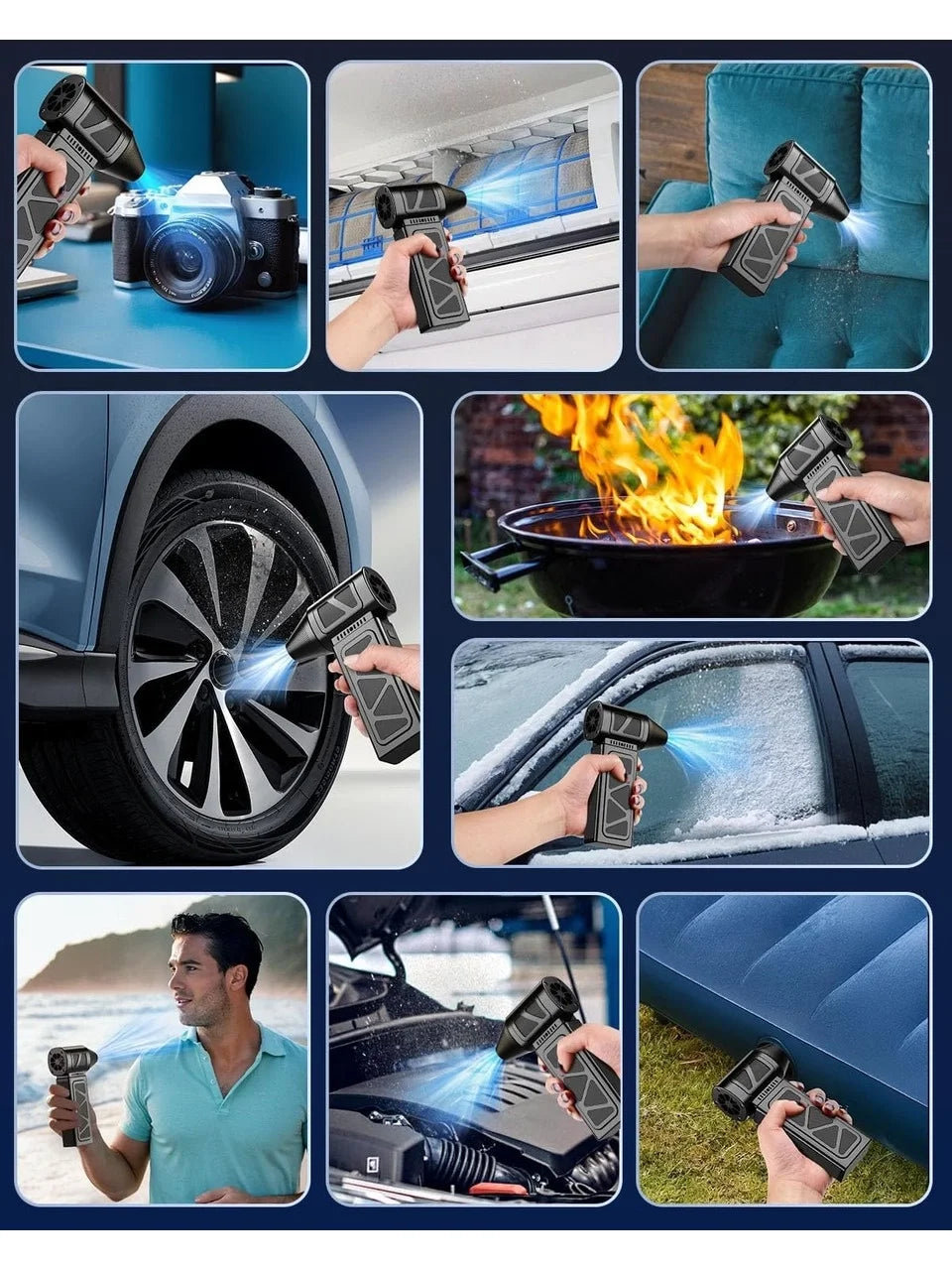 Mega Turbo Üfleyici Elektrikli Şiddetli Fan Hava Kompresör 130.000rpm Mangal Barbekü Fanı