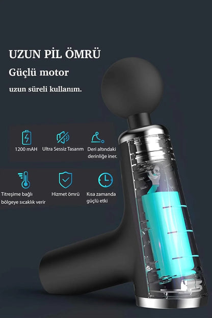 Mini Fascial Gun Profesyonel Şarjlı Masaj Aleti 4 Başlıklı Kh-800