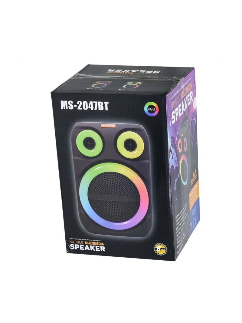 MS Bluetooth ve USB Girişli 8 inch Şarjlı Işıklı Müzik Sistemi MS-2047 BT