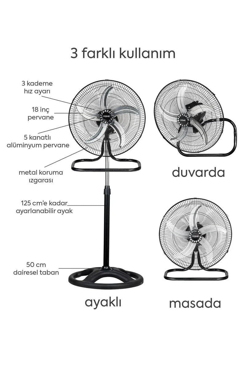 Nave Vantilatör Nt-08s 18 Inch. Sanayi Tipi Vantilatör. 18" ( 46 Cm.) 75 Watt Motor