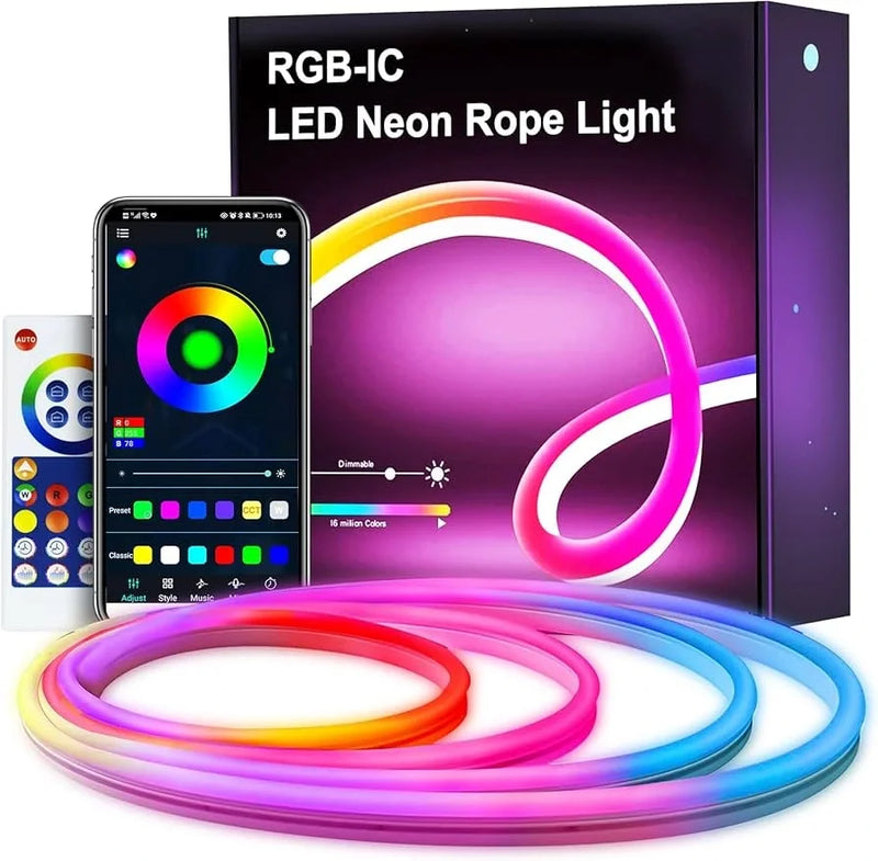 Neon Led Esnek Aydınlatma - Rgb Magıc Smart - 5 Metre Paket Ip67 - Uzaktan Kumanda + Uygulama