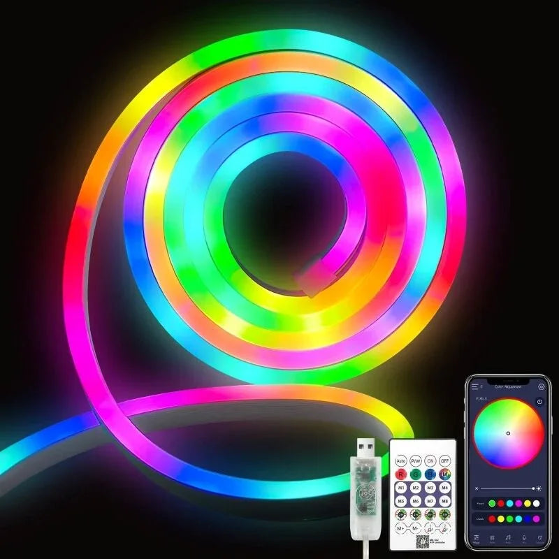 Neon Led Esnek Aydınlatma - Rgb Magıc Smart - 5 Metre Paket Ip67 - Uzaktan Kumanda + Uygulama