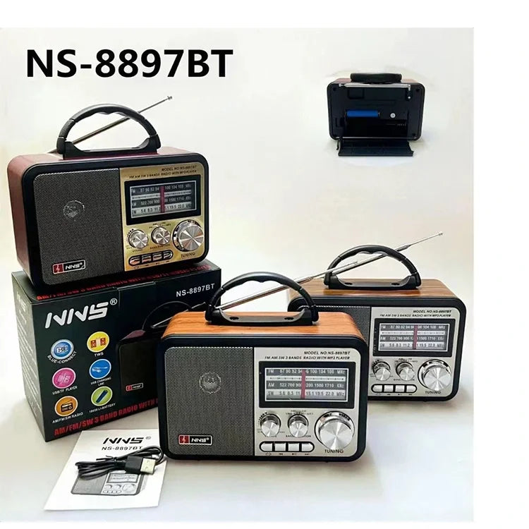 Nns Ns-8897 Orta Boy Retro, Nostaljik, Ahşap Tasarım Radyo