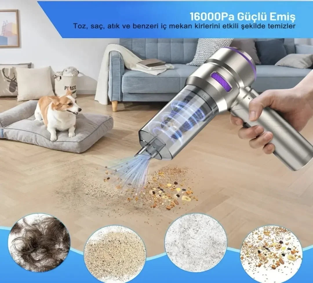 Oto Süpürge Plus Max 17000 Pa 100 Watt Şarjlı Süpürge