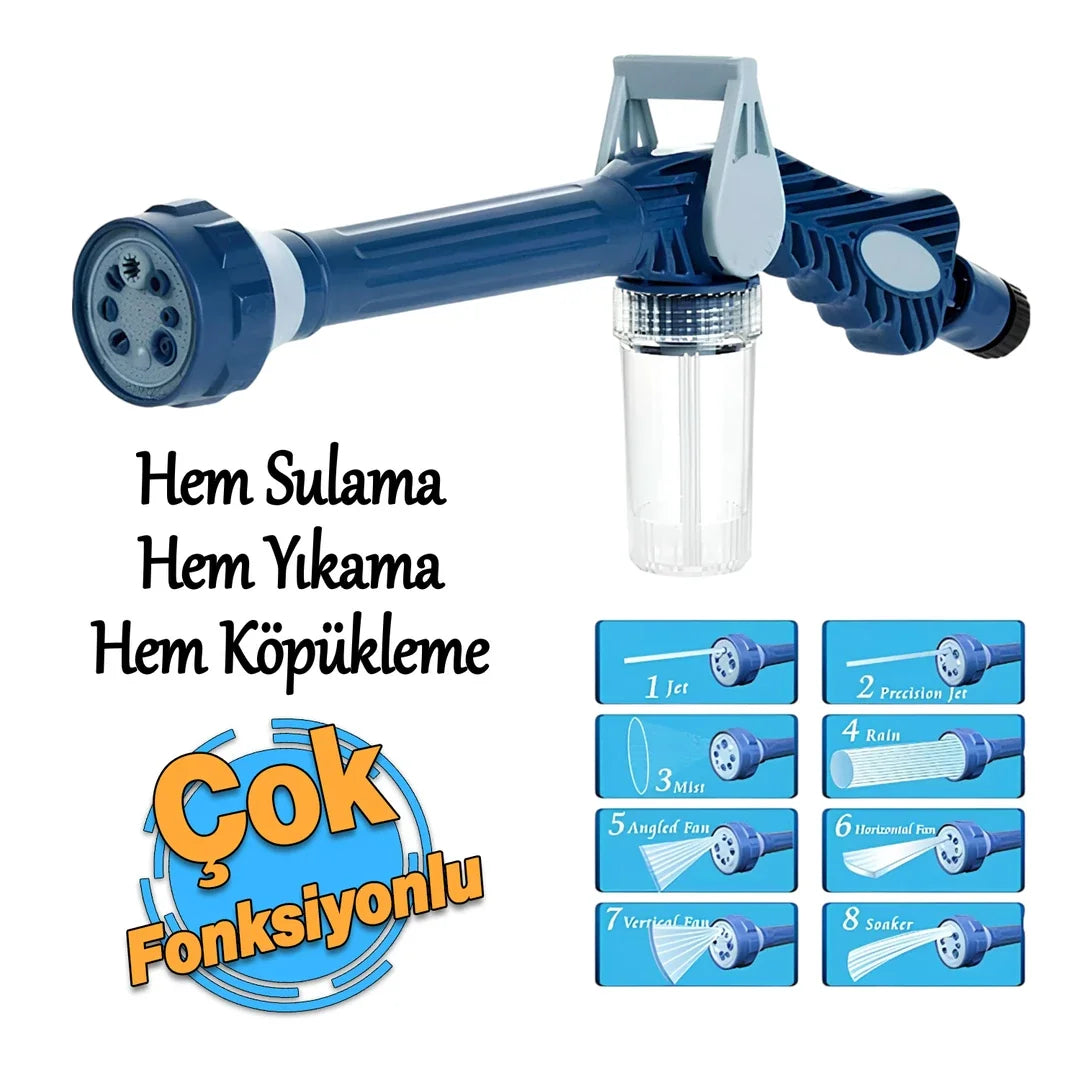 Otomobil Yıkama Sulama Fonksiyonlu Su Püskürtme Tabancası Deterjanlı Akıllı Tayzikli Basınçlı Bahçe