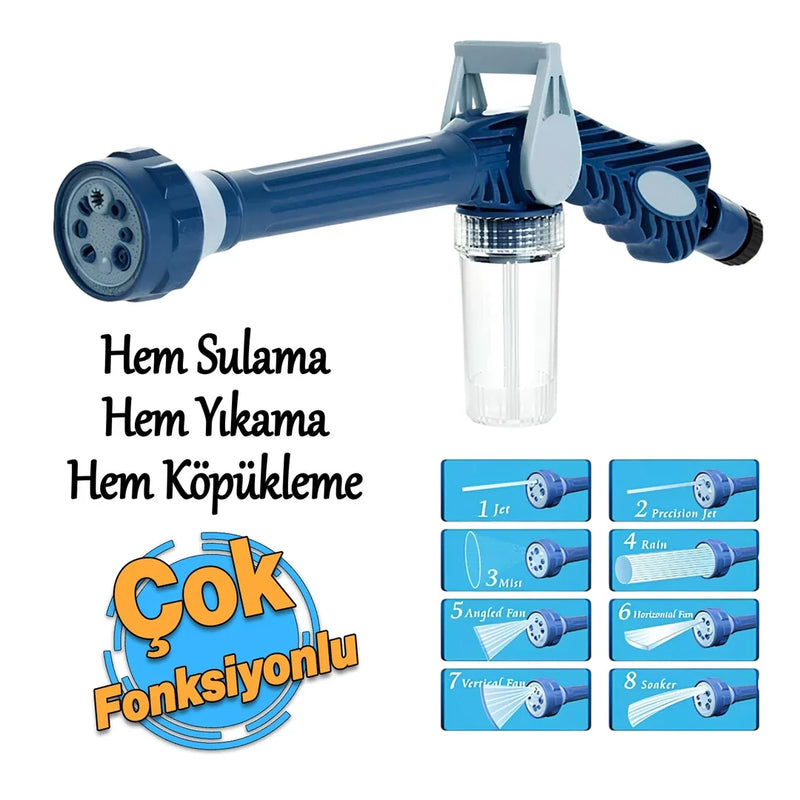 Otomobil Yıkama Sulama Fonksiyonlu Su Püskürtme Tabancası Deterjanlı Akıllı Tayzikli Basınçlı Bahçe