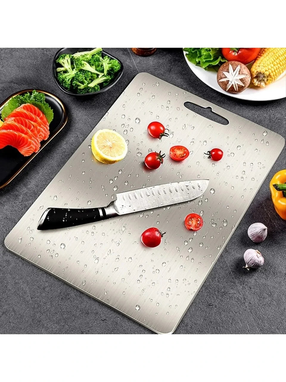 Paslanmaz Çelik Kesme Tahtası 20x30 Cm Mutfak Sebze Et Kesme Tahtası Doğrama Tahtası Mutfak Aksesuarları