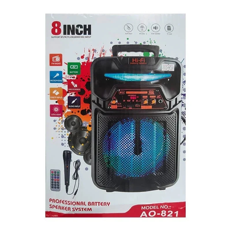 Platoon PL-4680 Bluetooth/Sd/Usb Girişli 8"Kumandalı Işıklı Müzik Kutusu