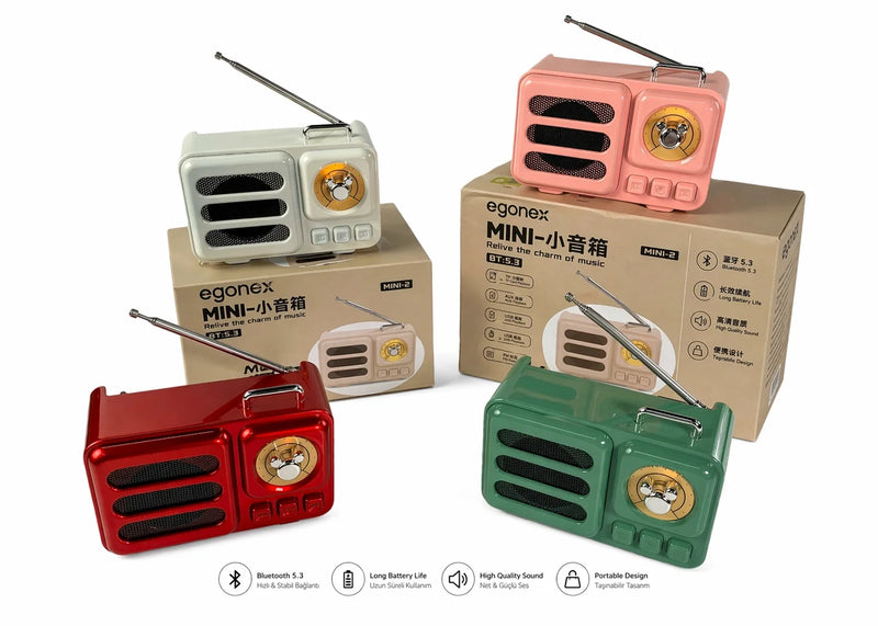 Platoon PL-4708 Bluetooth 5.3 Mini Metal Retro Radyo