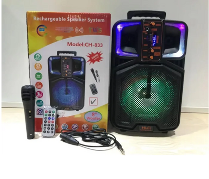 Platoon Usb+SD+Bluetooth Hoparlör Çek Çek 8 İnç RGB Işıklı ( CH-833 )